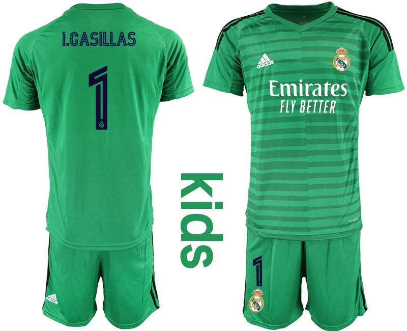 Youth 2020-2021 club Real Madrid green goalkeeper #1 Soccer Jerseys